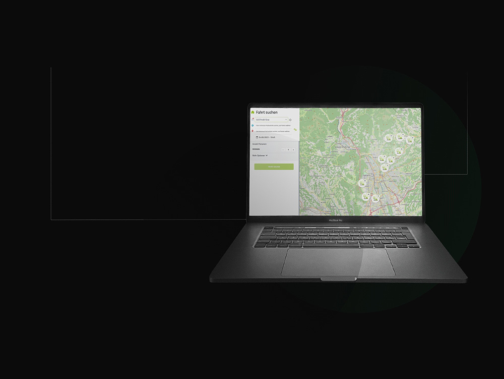 Laptop zeigt von SYON entwickelte Buchungsplattform